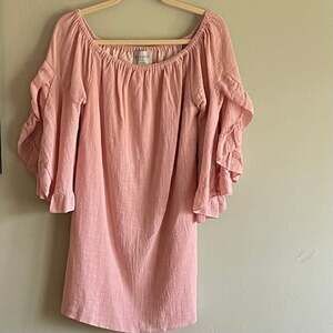 Hayden Los Angeles Pink 100% Cotton Gauze Bell Sleeve Top, Sz. S